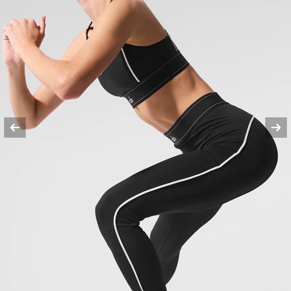 ALO Yoga Black High-Waisted Leggings with Sporty Stripe